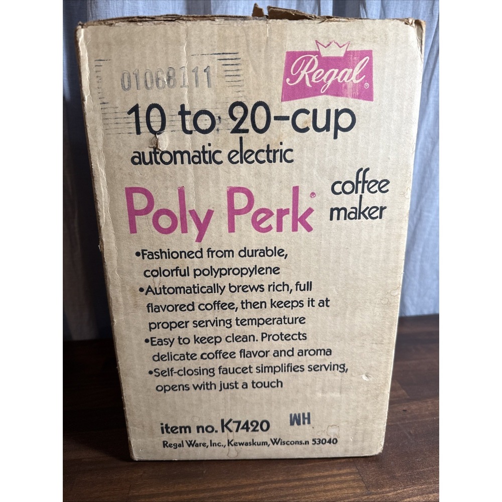 Vintage Regal Betty Crocker Poly Perk Coffee Maker In Original Box - Picture 7 of 7
